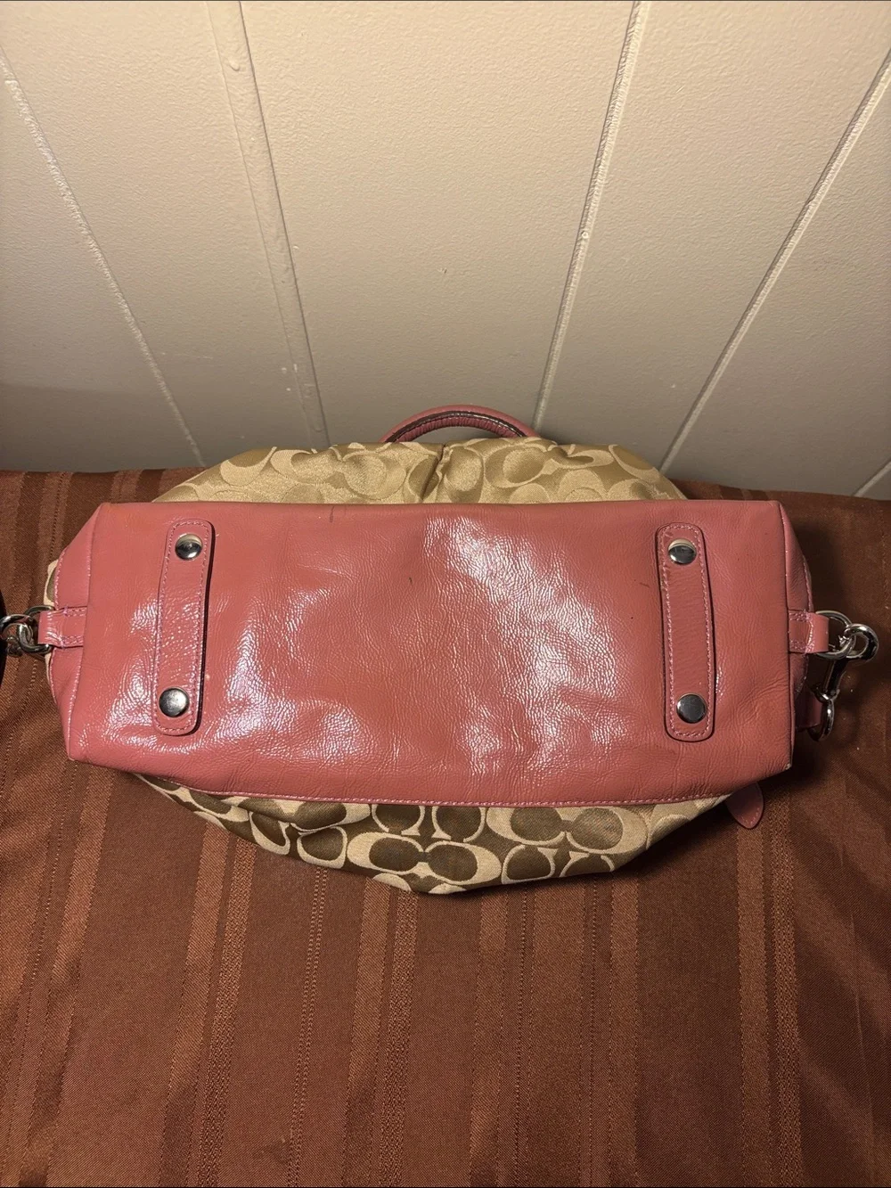Coach Ashley Signature Satchel Pink Patent Trim Y2K Retro F15443 - EUC - w/COA!
